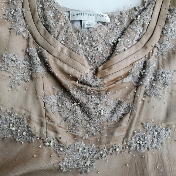 Blush Beaded/Lace Bodice Cocktail Dress - Picture 4 of 8